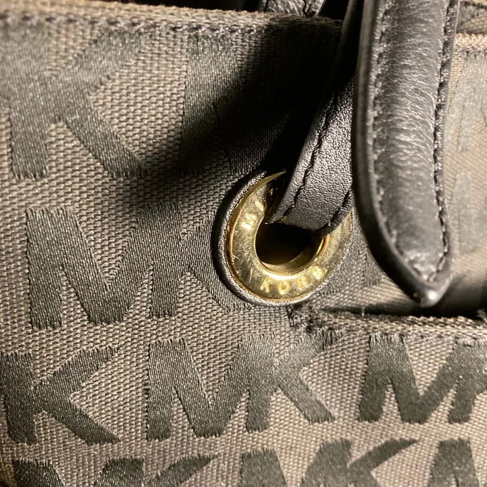 Michael Kors Black Tote Bag signature logo embossed MK